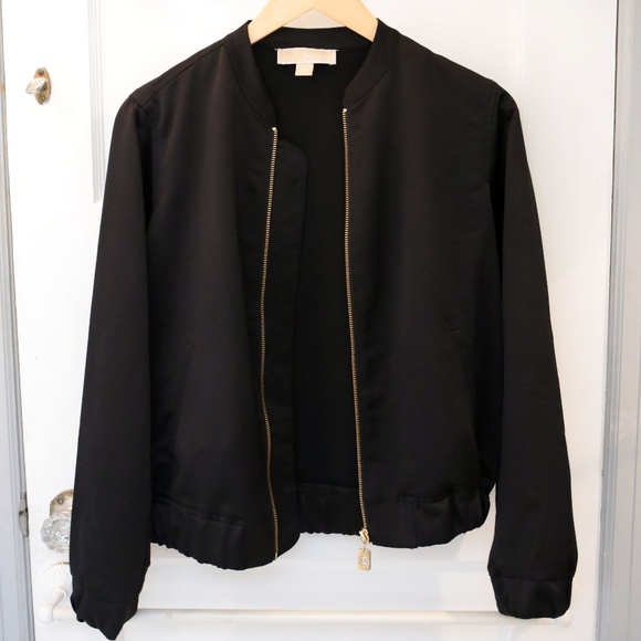 michael kors black bomber jacket